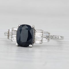 Bague de fiançailles de 2,48 carats avec saphir bleu et diamant en or blanc 14 carats, taille 9,25