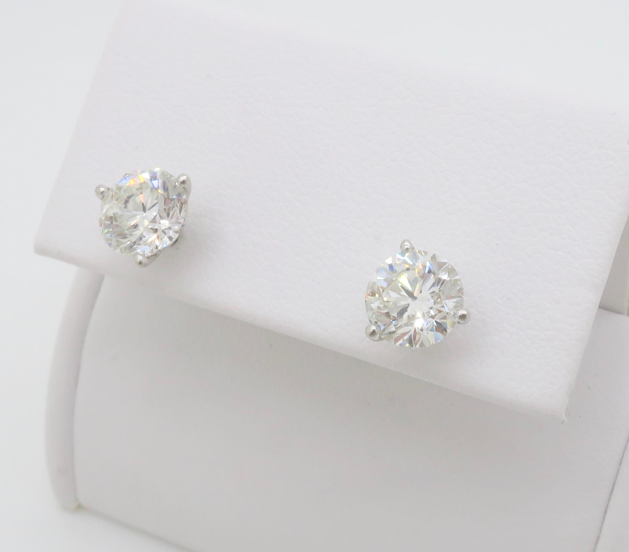 2.48CTW Earth Mined Diamond Martini Studs In New Condition For Sale In Webster, NY