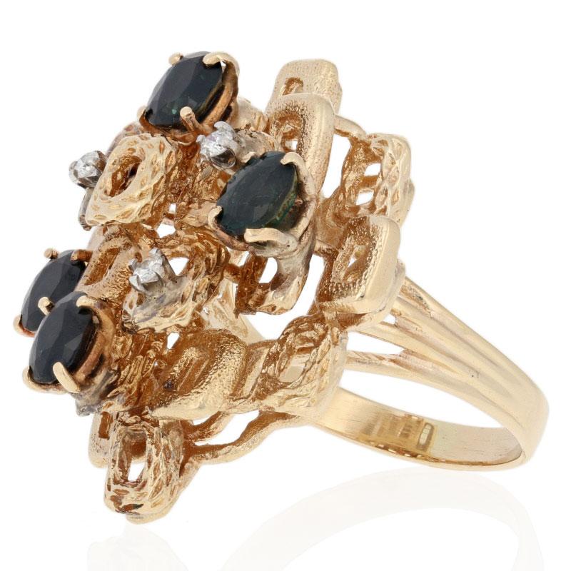2.48ctw Oval Cut Sapphire & Diamond Ring, 14k Yellow Gold Abstract 2