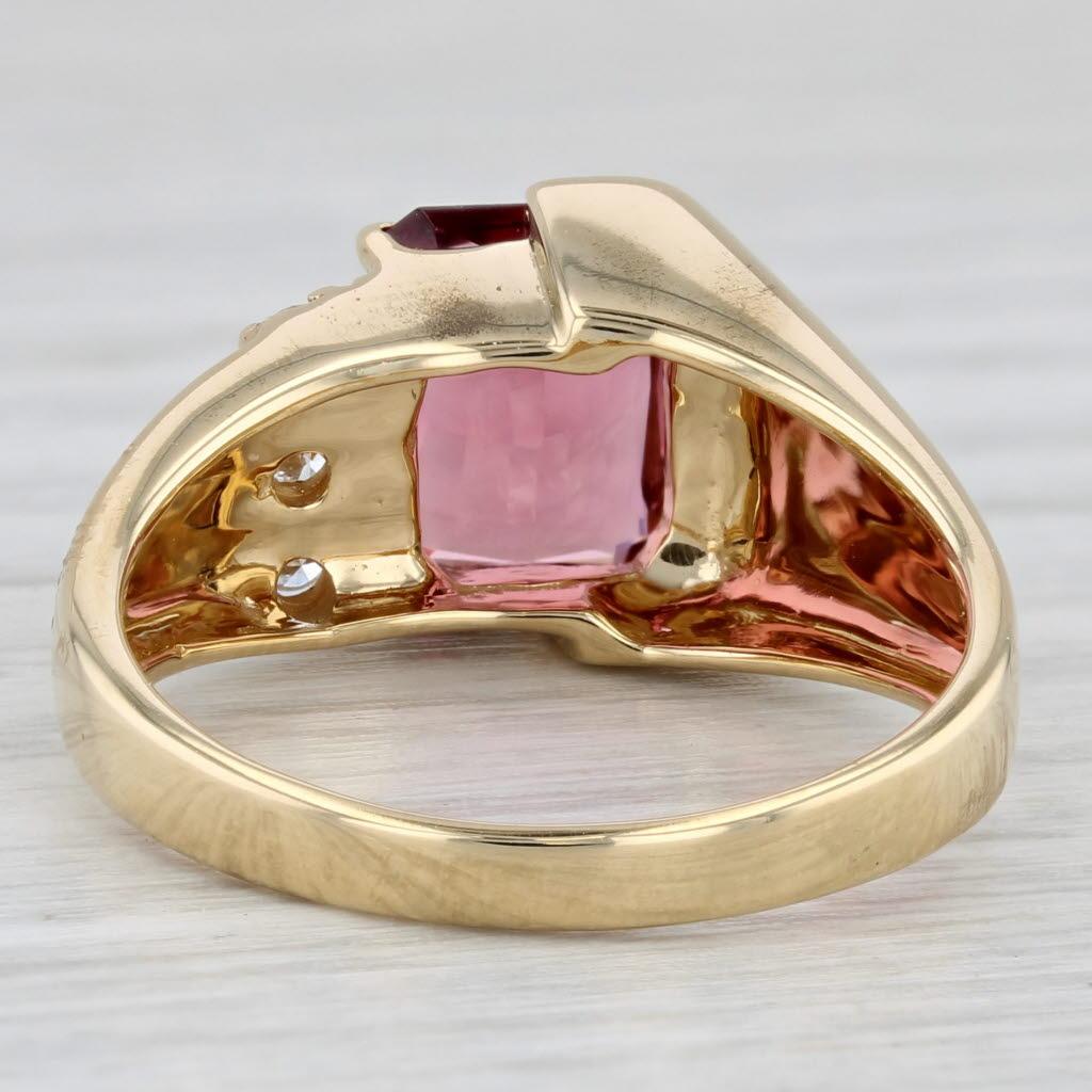 Bague en or jaune 18 carats avec tourmaline rose de 2,48 carats et diamants, taille 8 Unisexe en vente