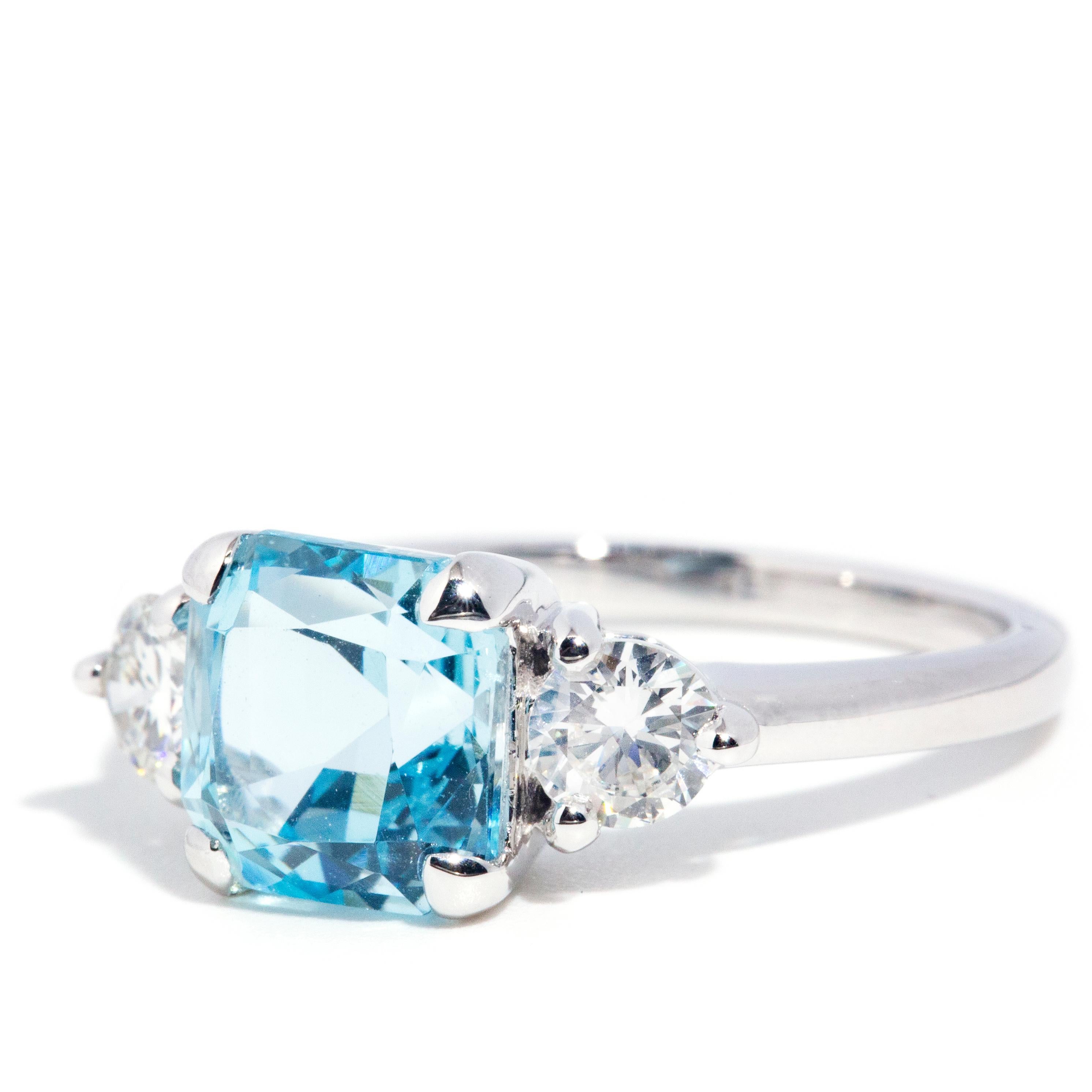 2.49 Carat Blue Aquamarine and 0.58 Carat Certified Diamond Contemporary Ring 6