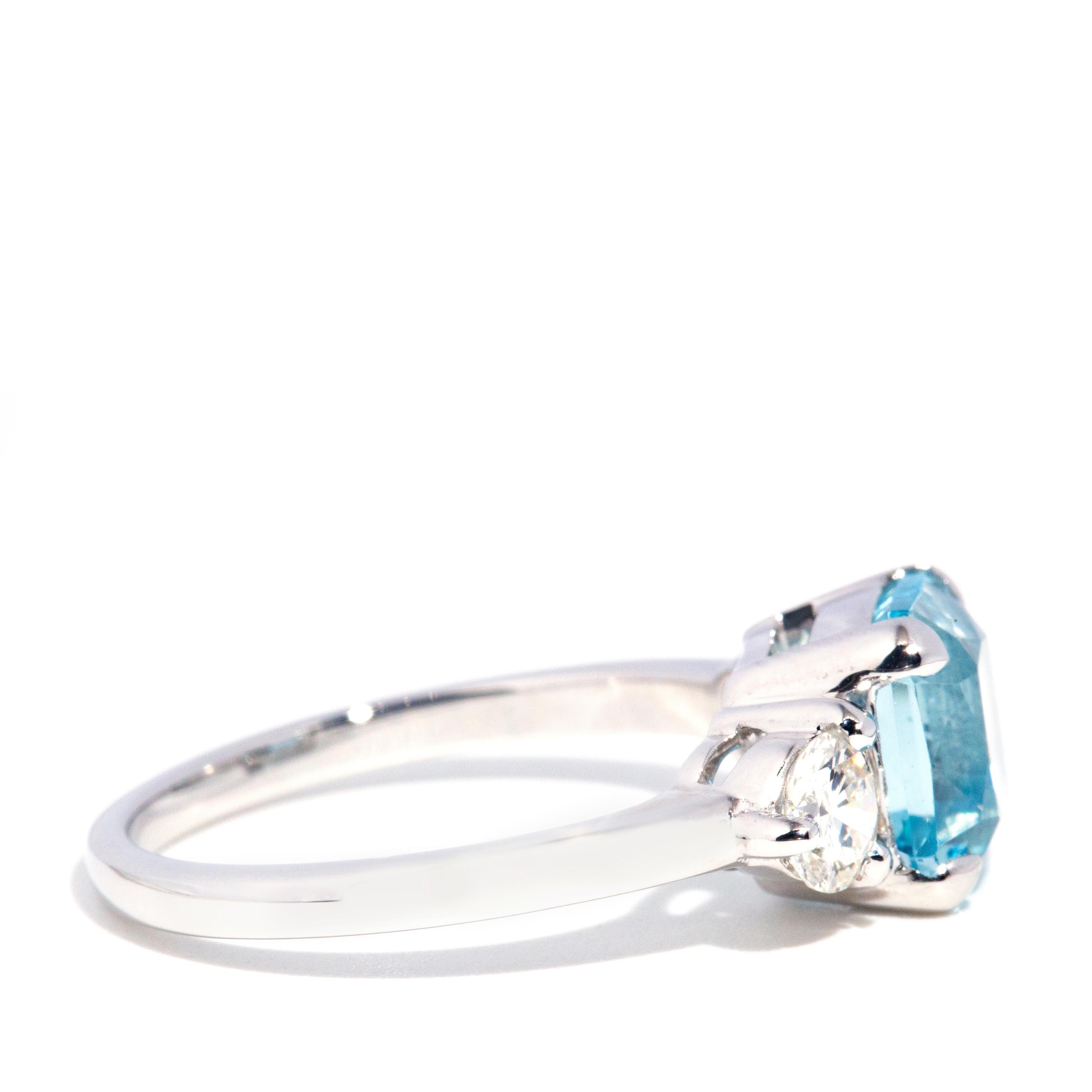 2.49 Carat Blue Aquamarine and 0.58 Carat Certified Diamond Contemporary Ring 2