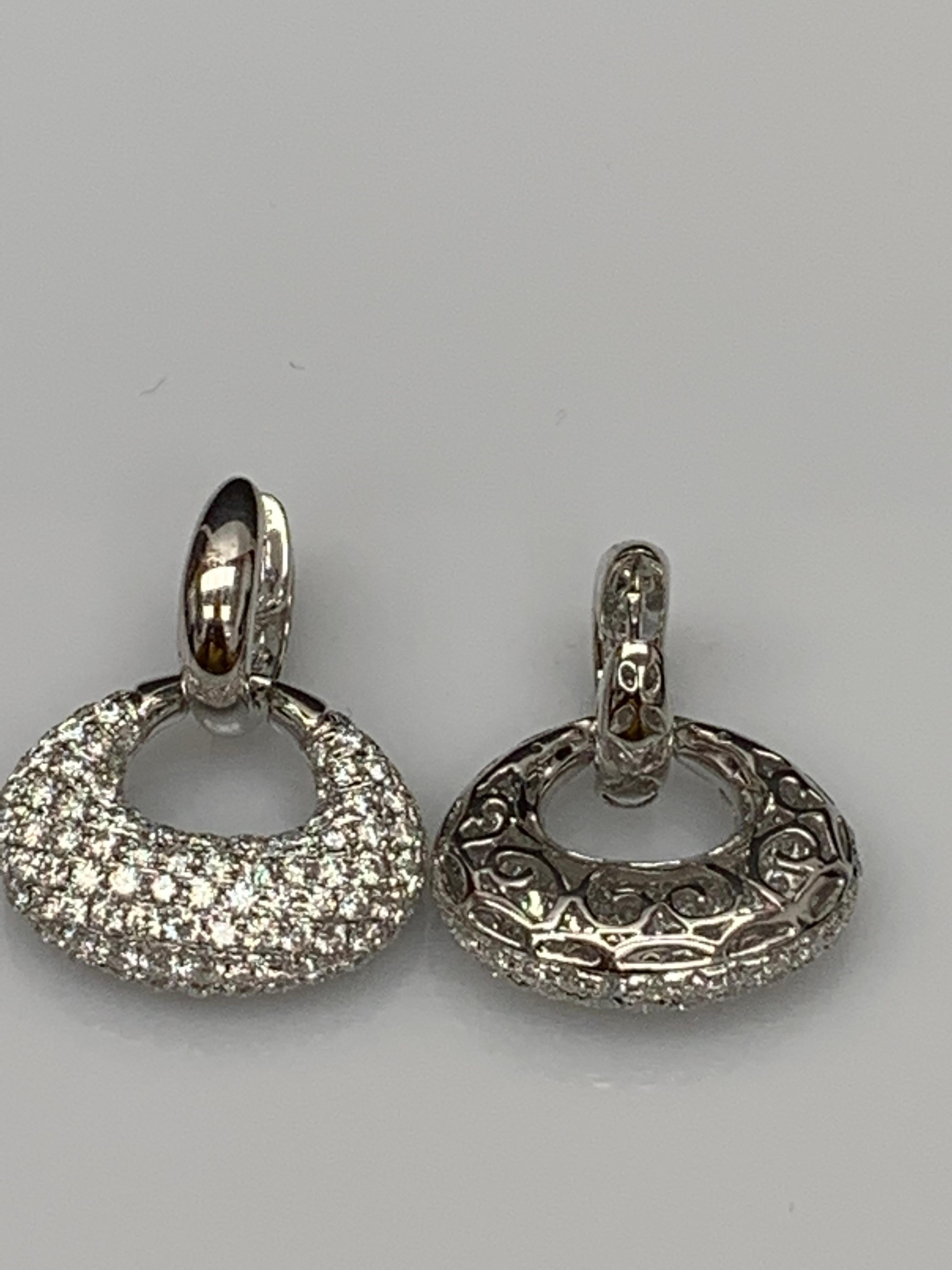 2.49 Carat Brilliant Cut Diamond Drop Earrings in 18K White Gold For Sale 4