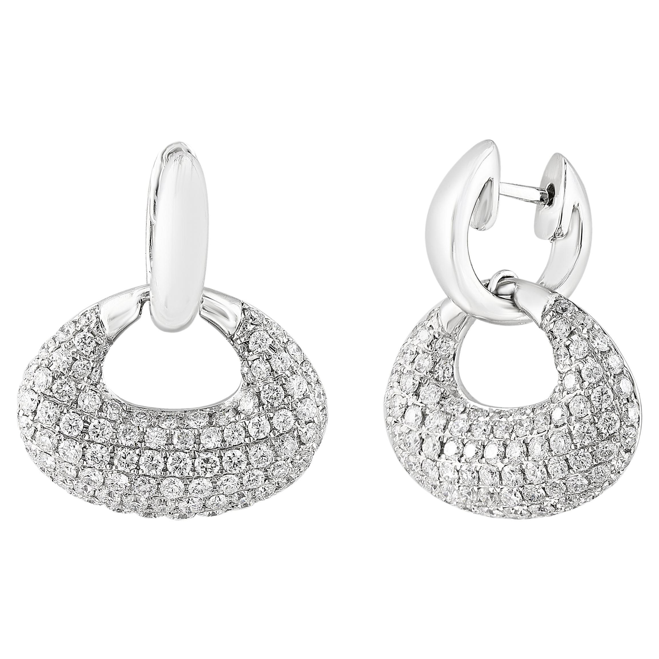 2.49 Carat Brilliant Cut Diamond Drop Earrings in 18K White Gold