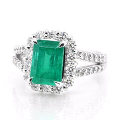 2.49 Carat Colombian Emerald and Diamond Ring Set in Platinum