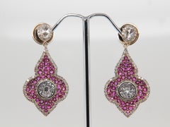 2 Carat Diamond and Ruby Earrings in 18 Karat Gold