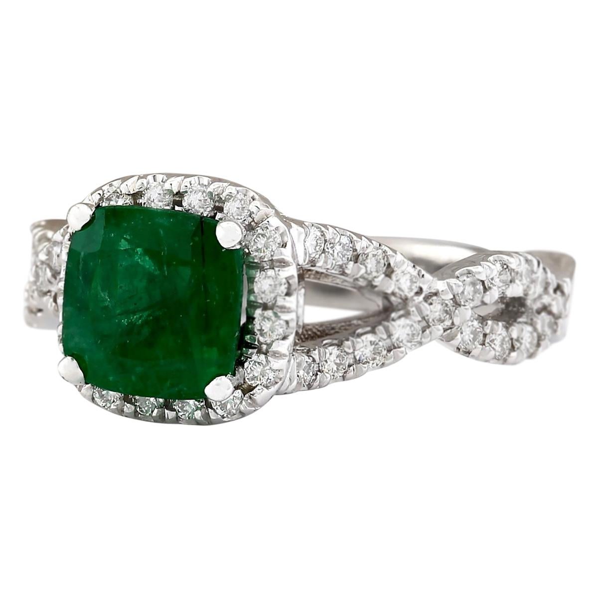 2.49 Carat Natural Emerald 14 Karat White Gold Diamond Ring
Stamped: 14K White Gold
Total Ring Weight: 5.4 Grams
Total Natural Emerald Weight is 1.59 Carat (Measures: 7.00x7.00 mm)
Color: Green
Total Natural Diamond Weight is 0.90 Carat
Color: F-G,