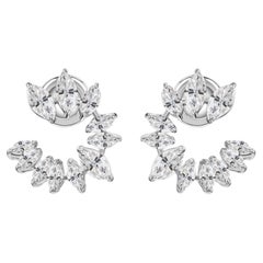 2.49 Carat Natural Marquise Cut Diamond Ear Climber Earrings in 18K White Gold