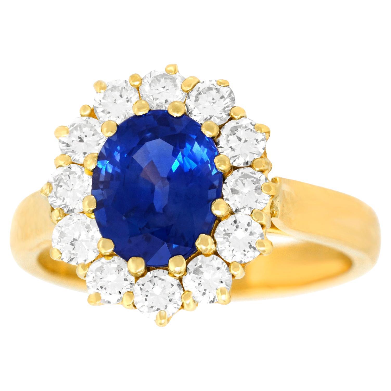 2.49 carat No Heat Ceylon Sapphire and Diamond Ring