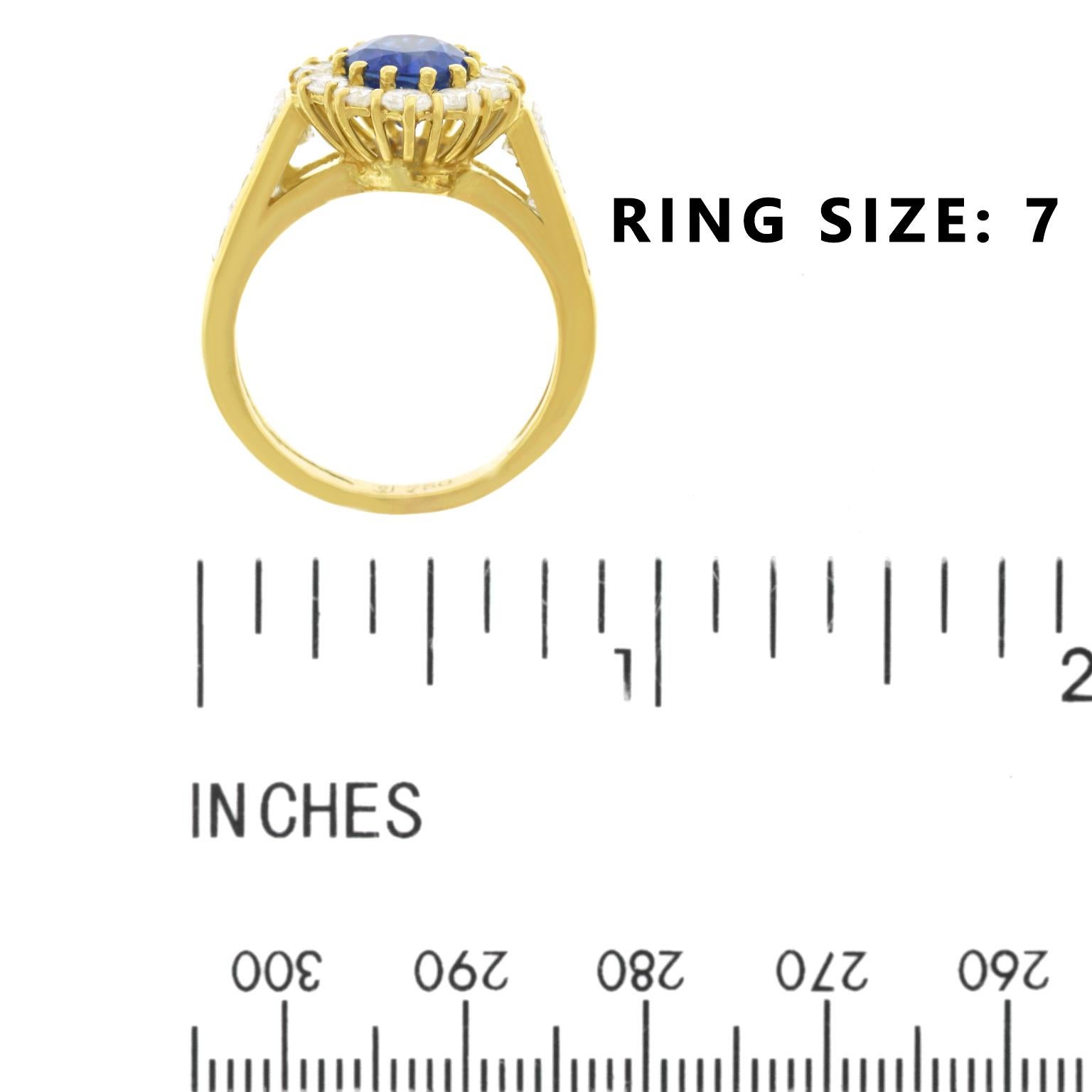 Brilliant Cut 2.49 Carat No Heat Ceylon Sapphire and Diamond-set Ring