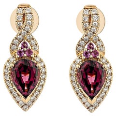 Sunita Nahata 2,49 Karat Rhodolith-Ohrstecker aus 18KRG mit weißem Diamanten.