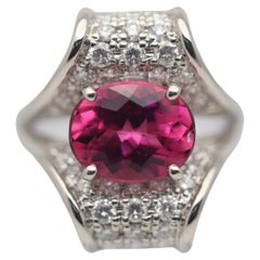 Bague en platine avec tourmaline rubellite et diamants de 2,49 carats