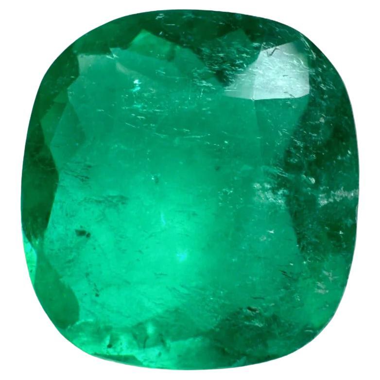 2.49 Carat Spready Colombian Emerald - Cushion Cut May Birthstone Gem