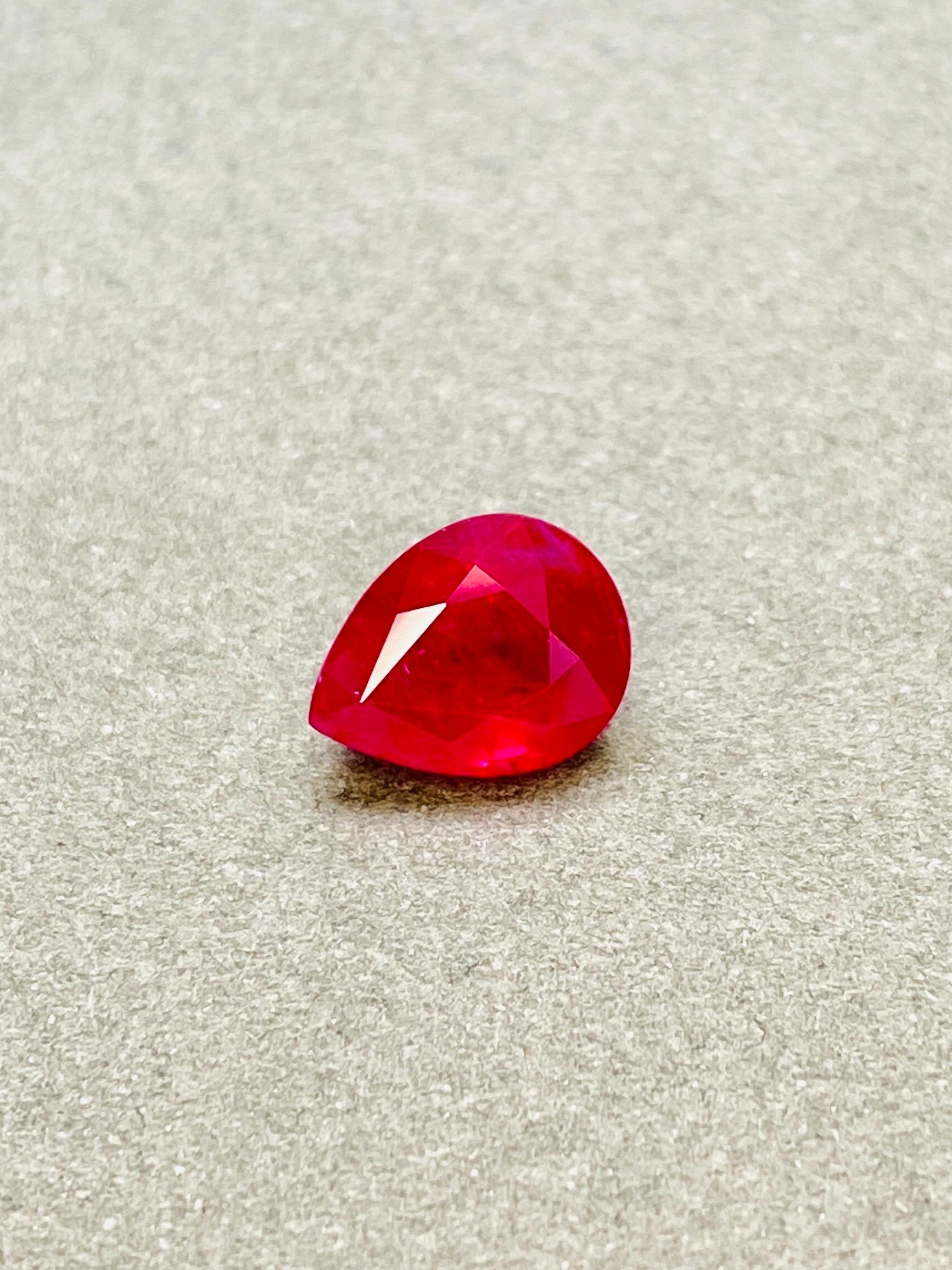 2,49 Ct Certificato AIGS Rubino non riscaldato Colore sangue di piccione chiarezza occhi pulita in vendita 5
