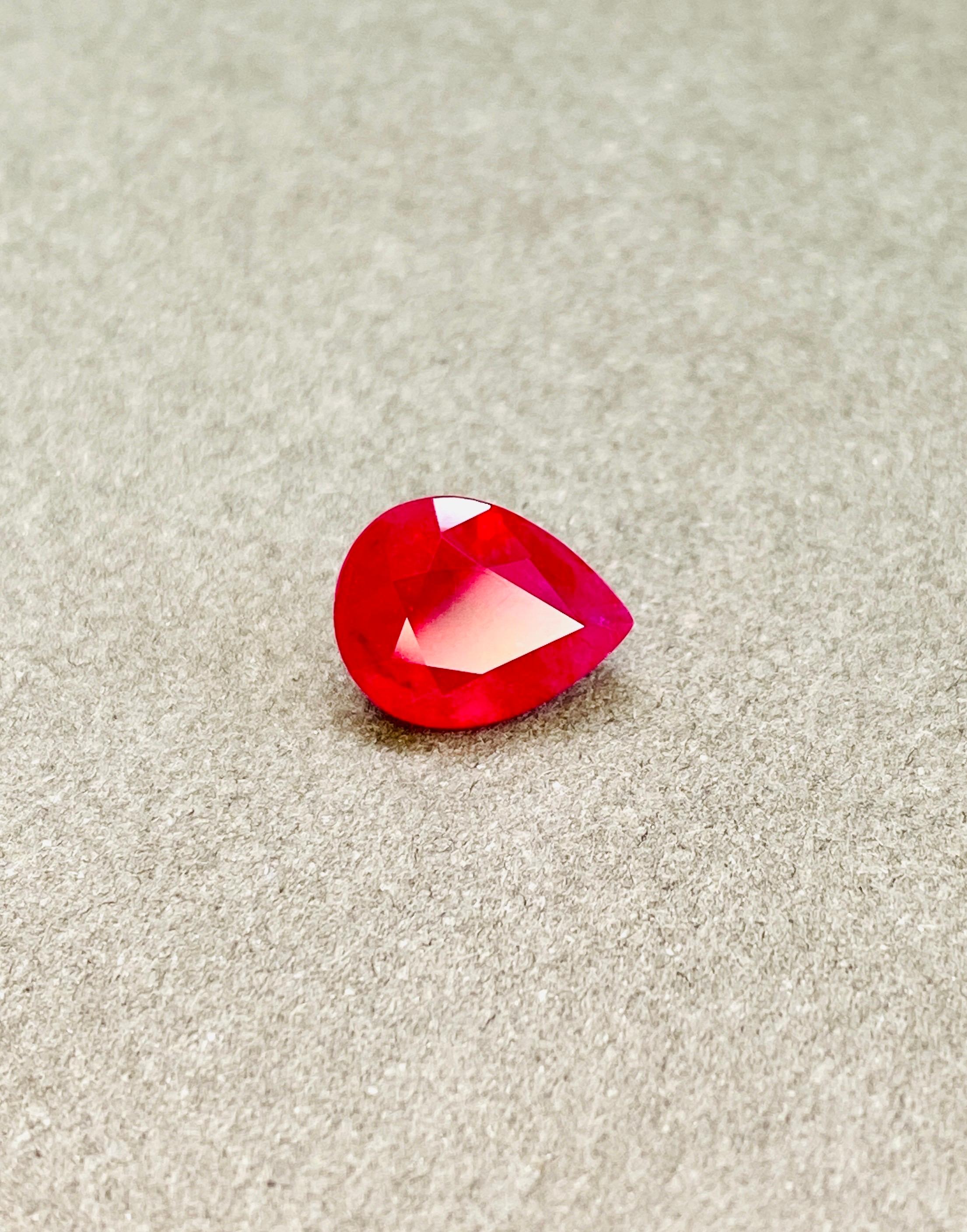 2,49 Ct Certificato AIGS Rubino non riscaldato Colore sangue di piccione chiarezza occhi pulita in vendita 3