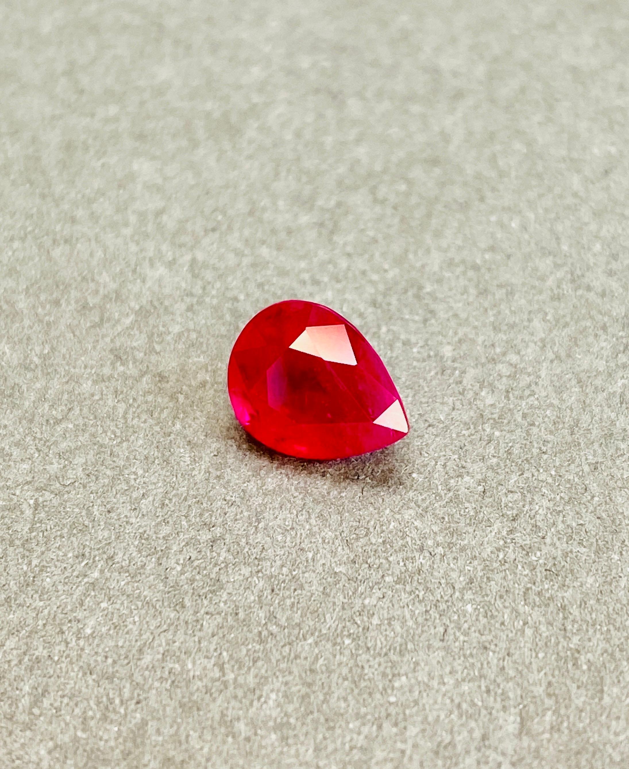 2,49 Ct Certificato AIGS Rubino non riscaldato Colore sangue di piccione chiarezza occhi pulita in vendita 4