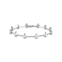 2.49 Carat, 18 Karat White Gold 12 Pear Shape Bezel Diamond Bracelet