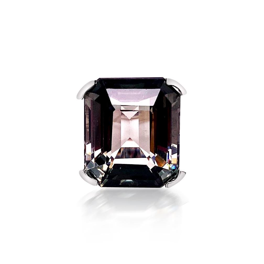  14K W/G NATURAL BIO TOURMALINE RING :11.18GRAM /BIO TOURMALINE :24.90CT/#GVR1297 **One of the premiere stones for self-healing, this remarkable 24.90 carat Emerald cut Natural Bi-Color Tourmaline captures the light, sure to rouse thoughts on