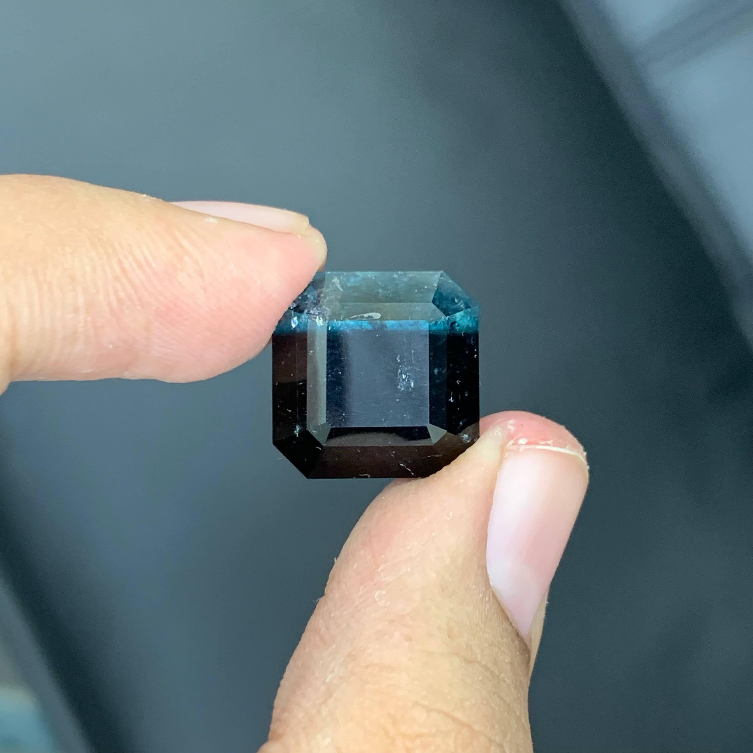 Modern 24.95 Carat Natural Loose Bi Color Tourmaline Stone Asscher Cut Afghan Gemstone For Sale