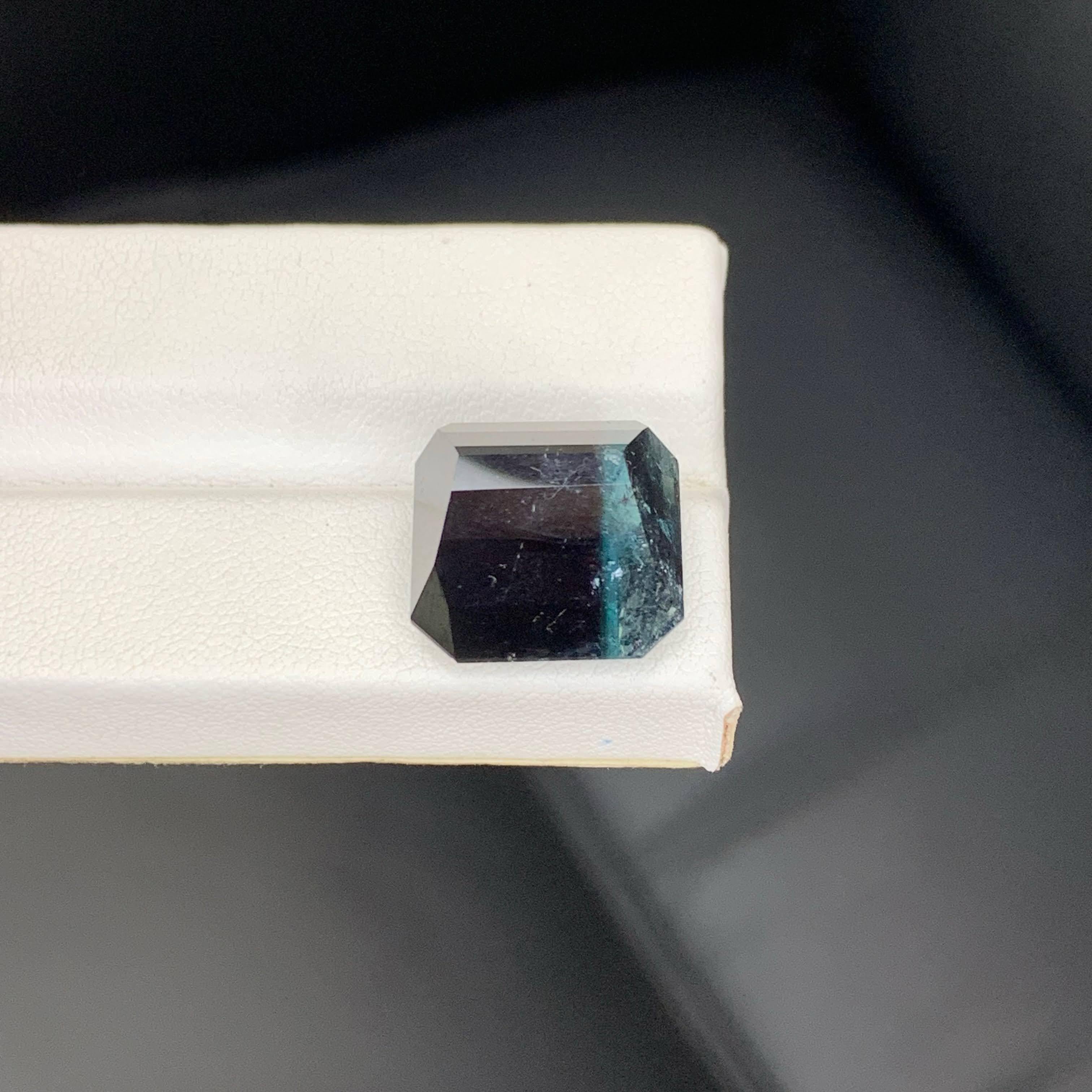 24.95 Carat Natural Loose Bi Color Tourmaline Stone Asscher Cut Afghan Gemstone In New Condition For Sale In Bangkok, TH