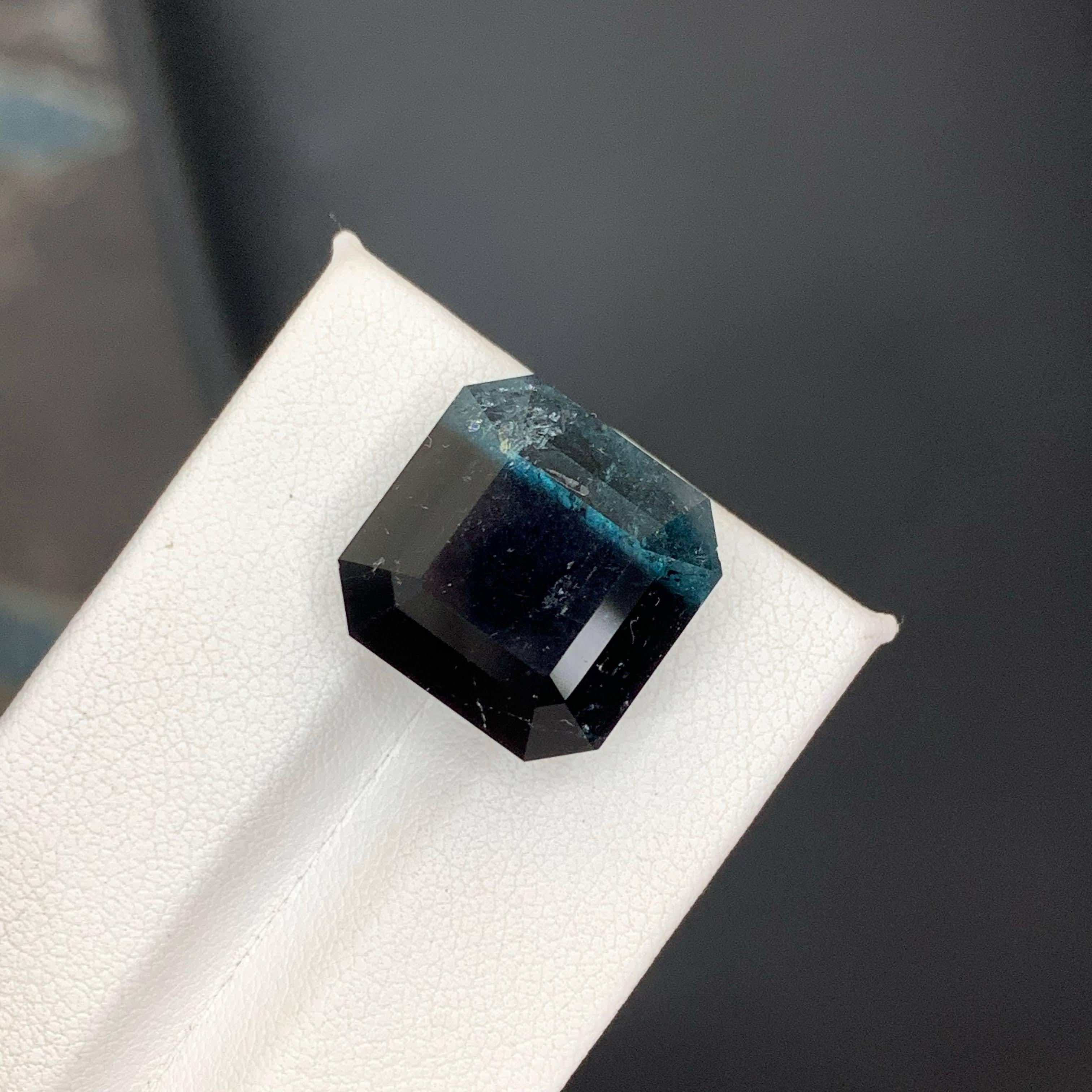 Women's or Men's 24.95 Carat Natural Loose Bi Color Tourmaline Stone Asscher Cut Afghan Gemstone For Sale