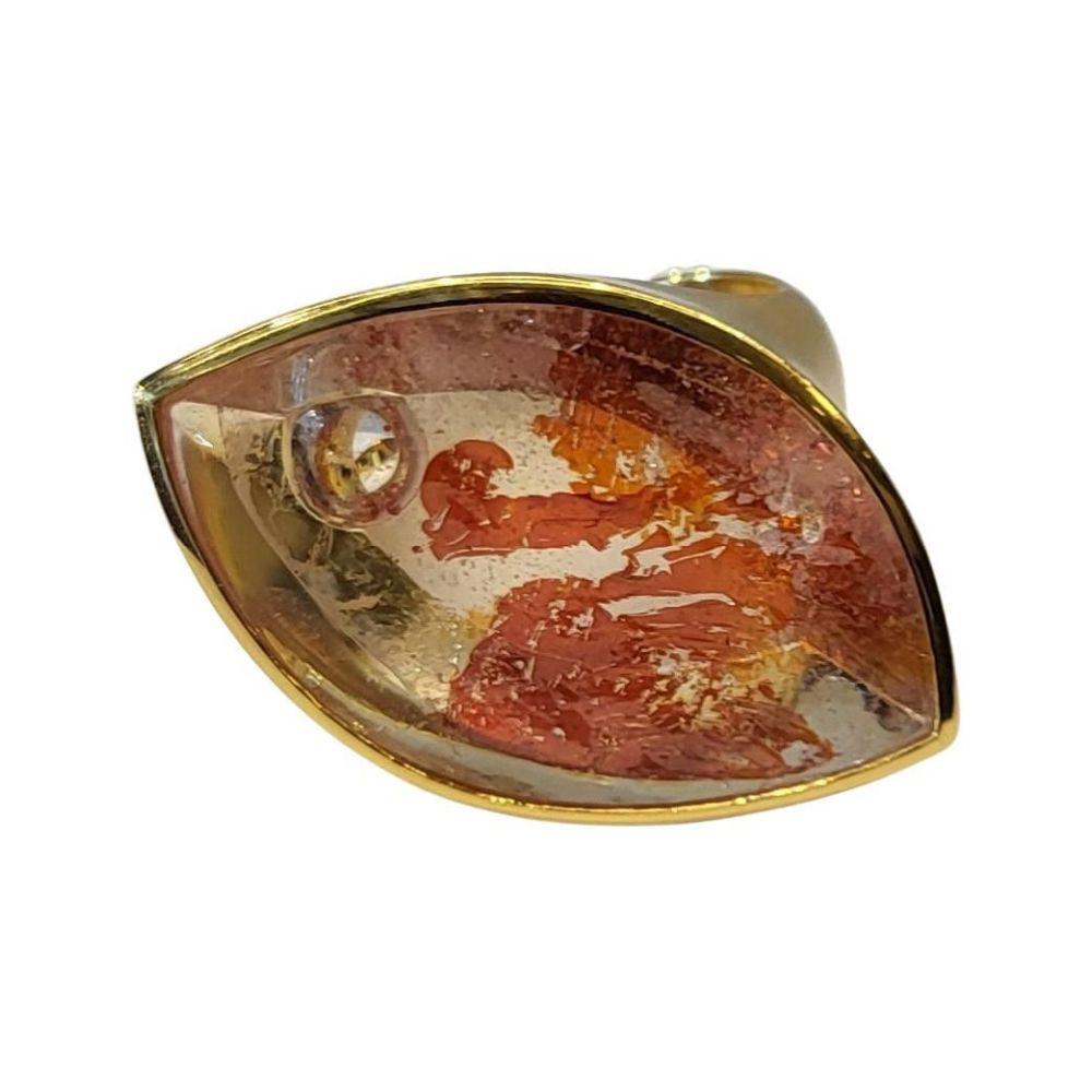 24.95 Carat Rock Crystal with Iron Inclusions Gold Ring Atelier Munsteiner In New Condition For Sale In Berlin, DE