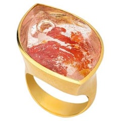 24.95 Carat Rock Crystal with Iron Inclusions Gold Ring Atelier Munsteiner