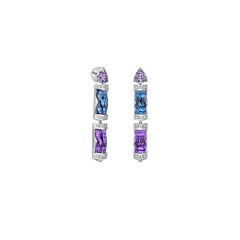 Sunita Nahata Blue Topaz, Amethyst 24.97ct. Earrings in 18KWG with Multi stone.