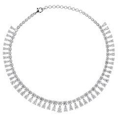 24.97ct SI Clarity HI Color Diamond Fringe Choker Necklace 18 Karat White Gold