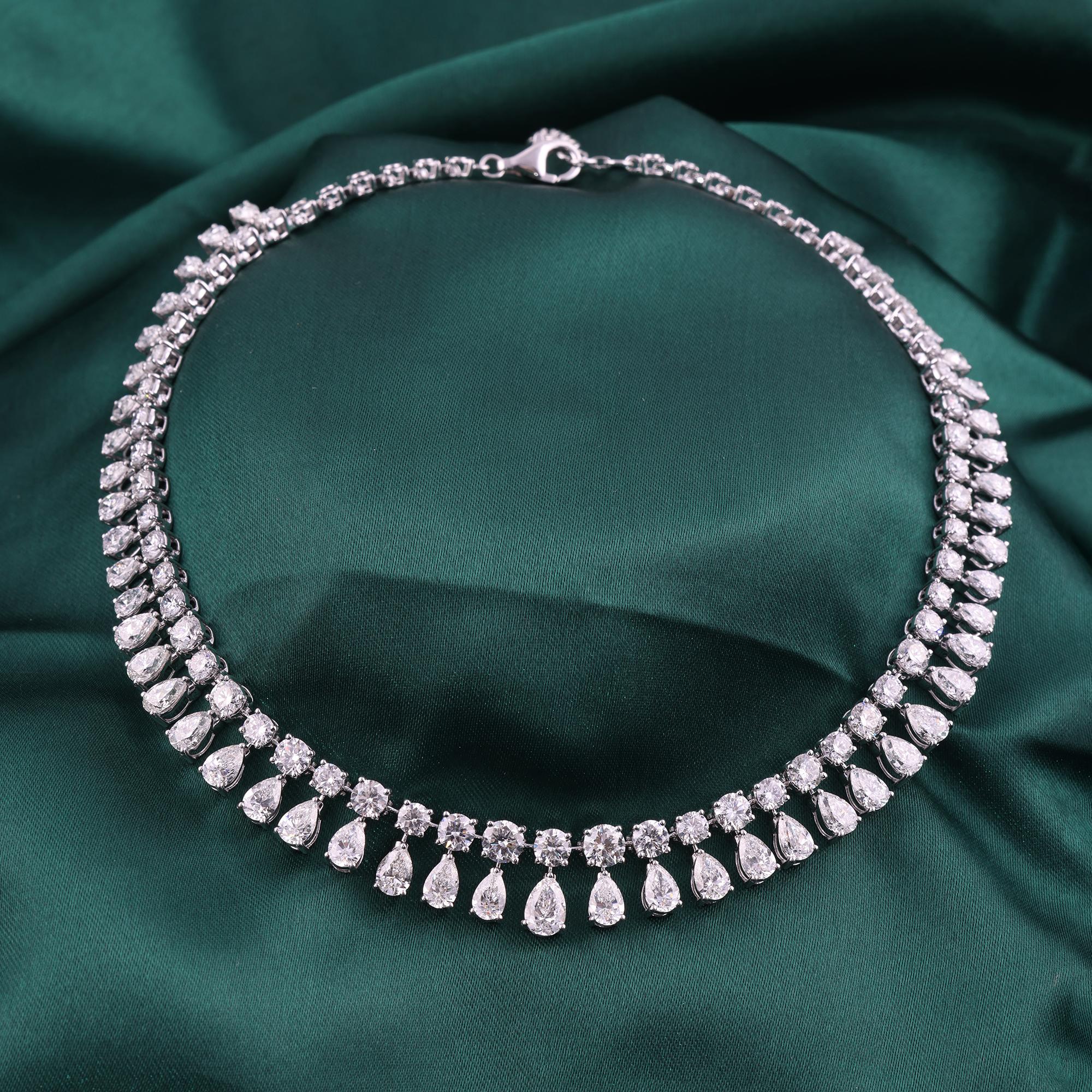 24.97Ct SI Claridad HI Color Diamante Natural Collar Gargantilla Oro Blanco 18 Kilates Moderno en venta