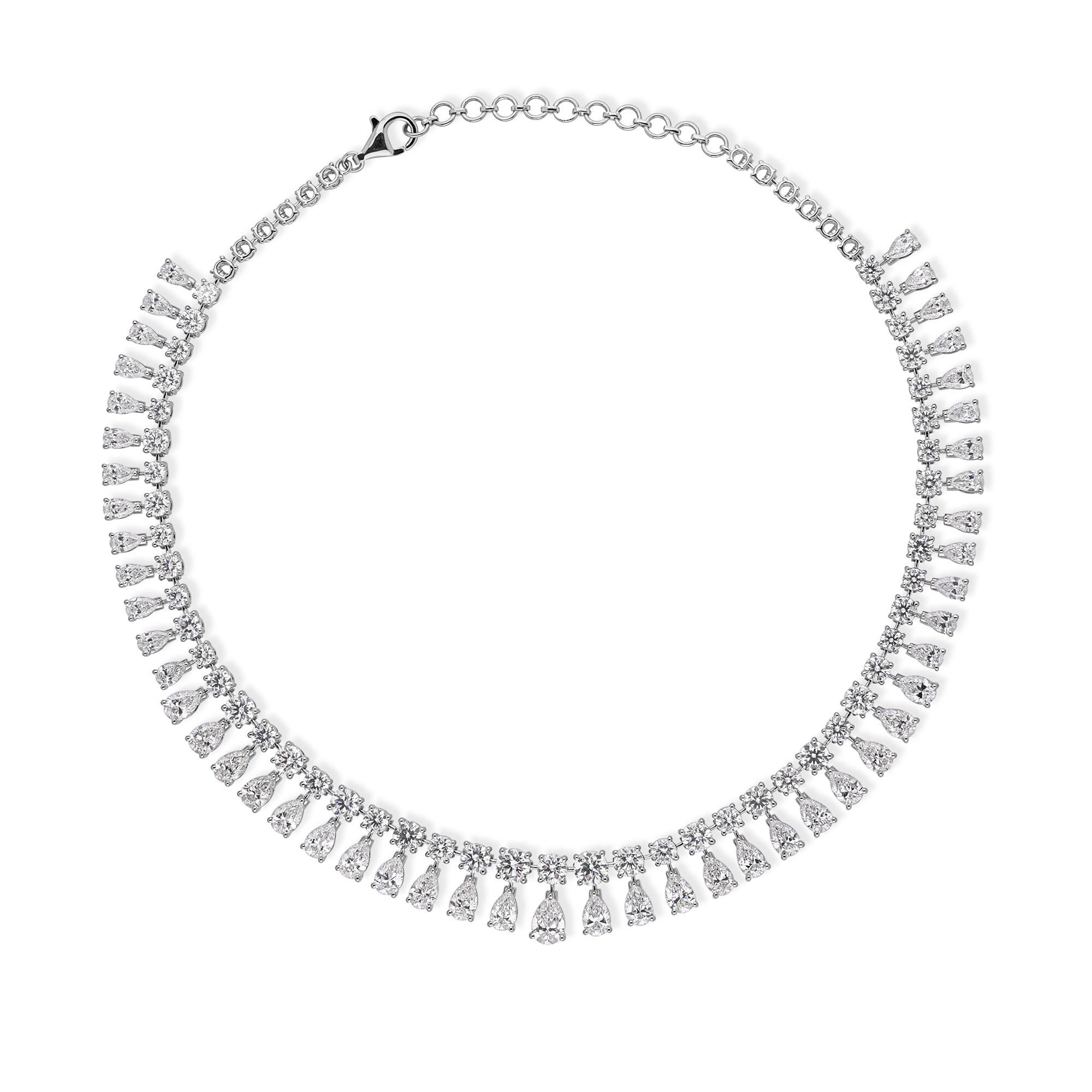 24.97Ct SI Claridad HI Color Diamante Natural Collar Gargantilla Oro Blanco 18 Kilates Corte mixto en venta