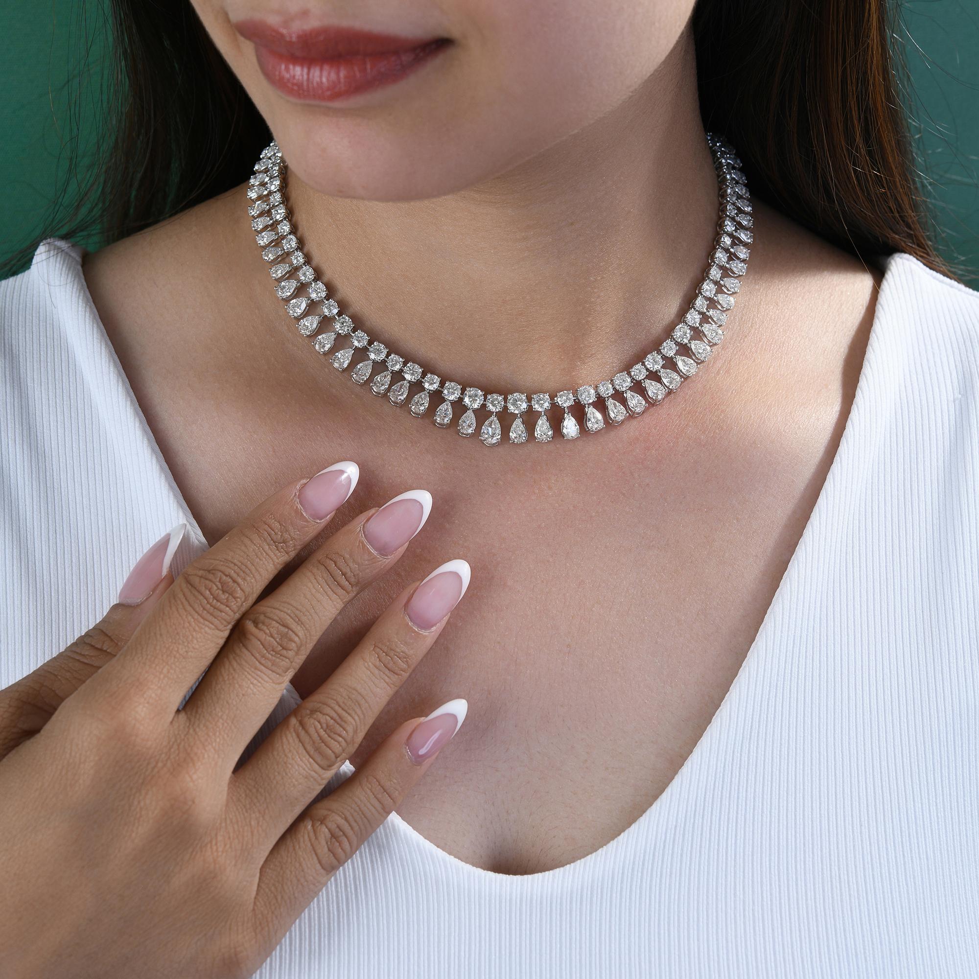 24.97Ct SI Claridad HI Color Diamante Natural Collar Gargantilla Oro Blanco 18 Kilates en Nuevo estado para la venta en Diera, Dubai