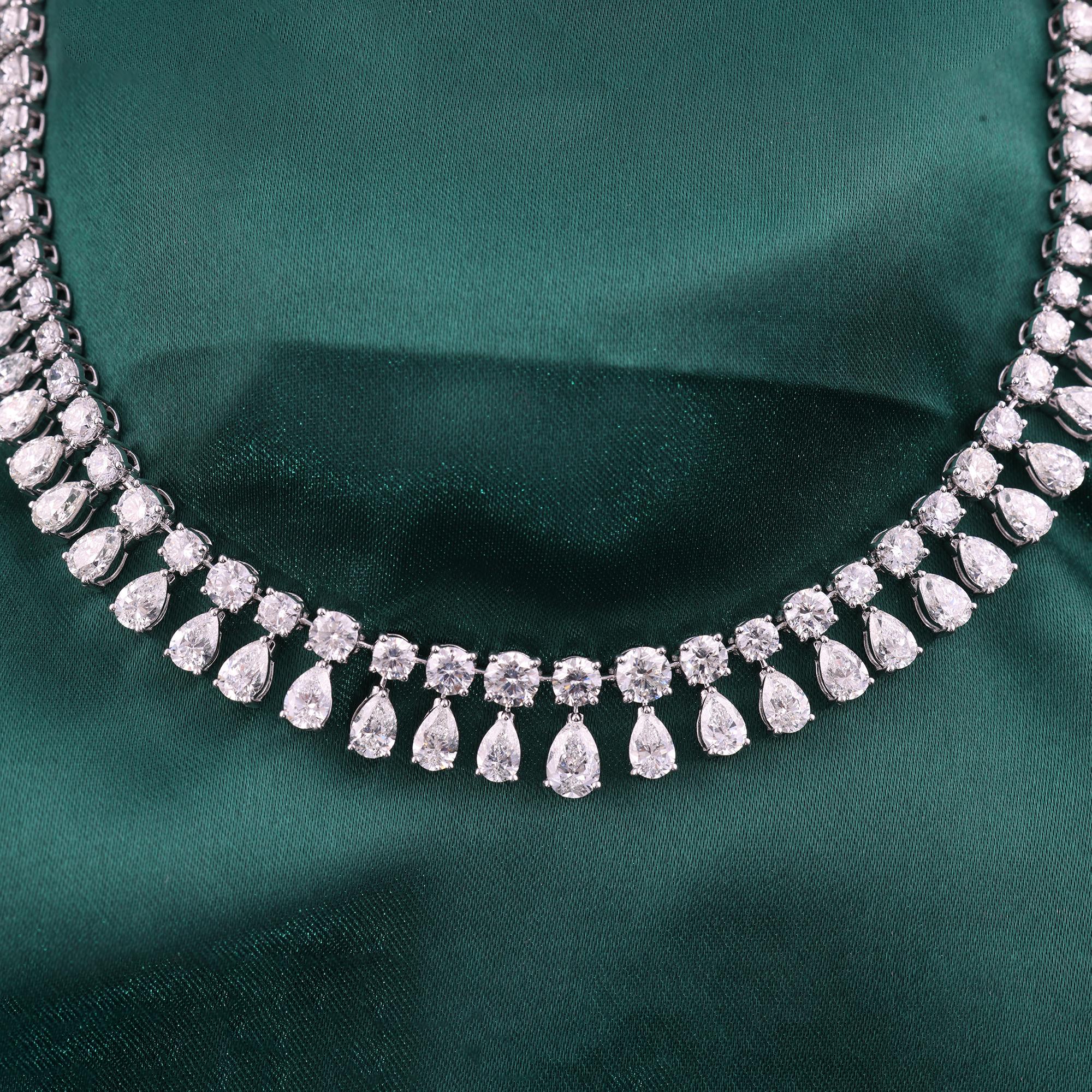 De las mujeres 24.97Ct SI Claridad HI Color Diamante Natural Collar Gargantilla Oro Blanco 18 Kilates en venta