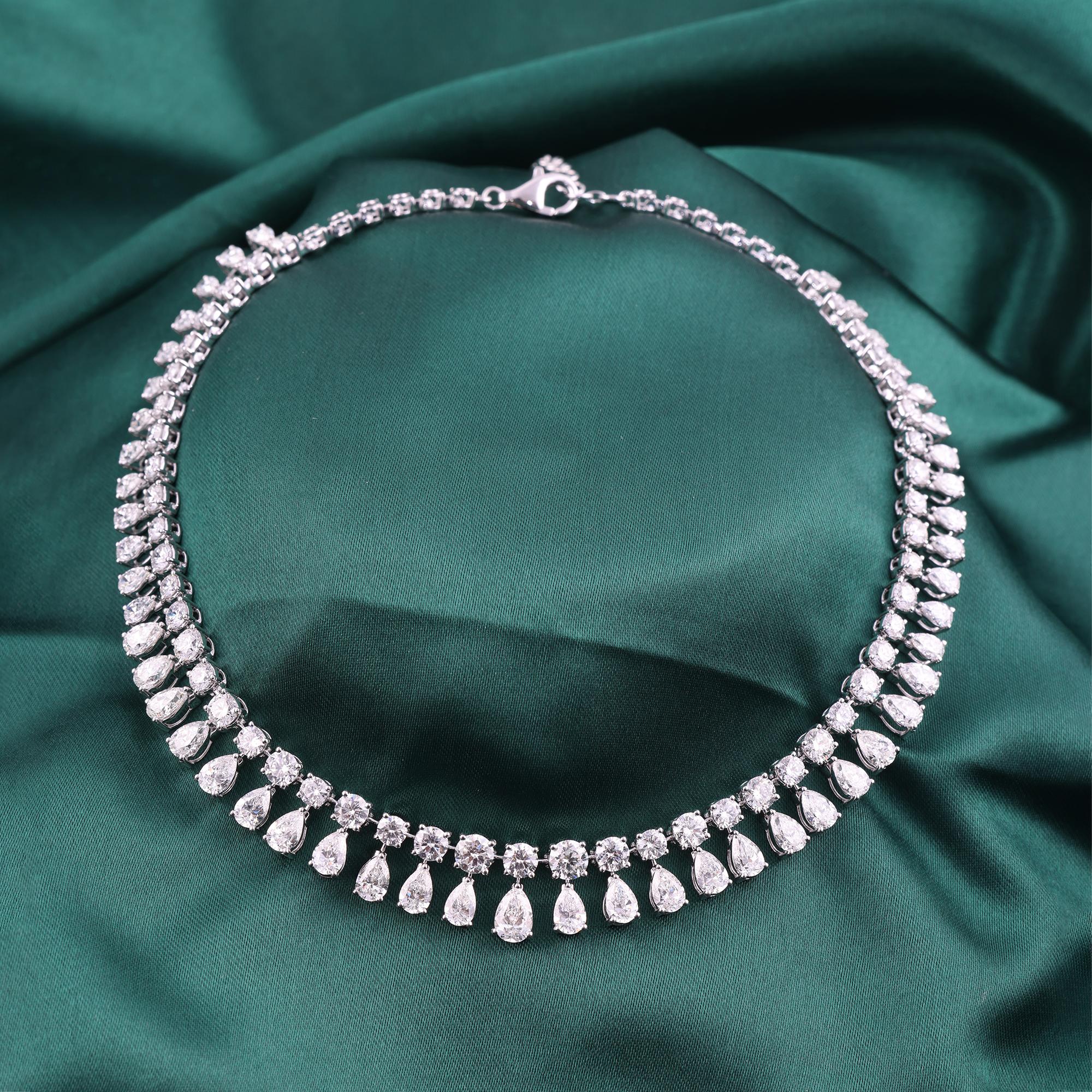 24.97Ct SI Claridad HI Color Diamante Natural Collar Gargantilla Oro Blanco 18 Kilates en venta 1