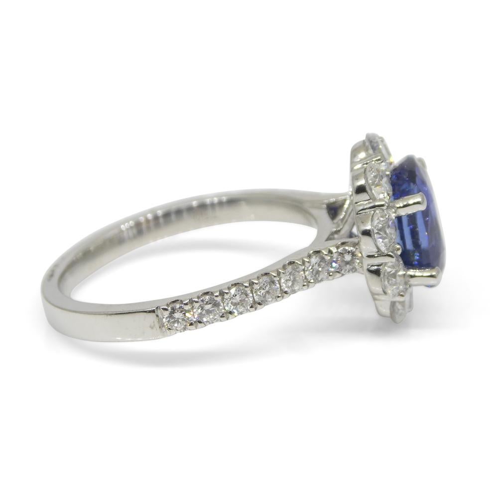 2.49ct Blue Sapphire, Diamond Engagement/Statement Ring in 18K White Gold For Sale 4