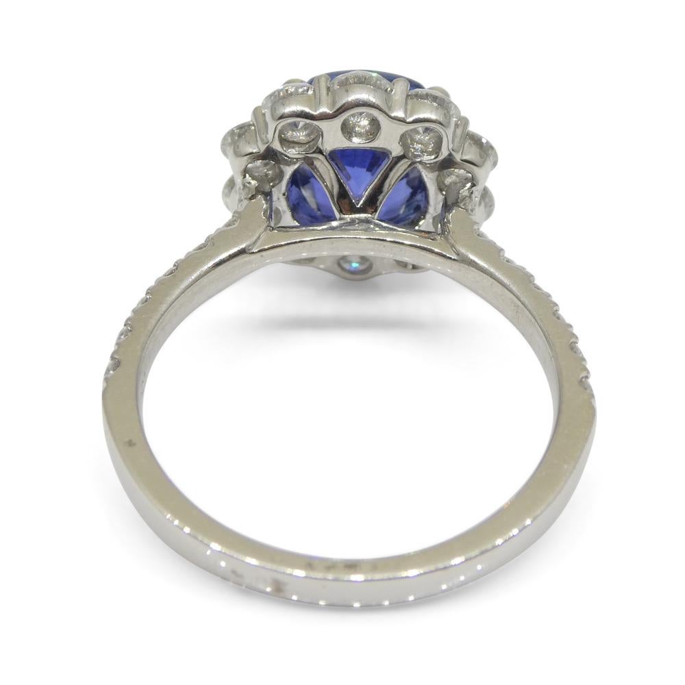 2.49ct Blue Sapphire, Diamond Engagement/Statement Ring in 18K White Gold For Sale 5