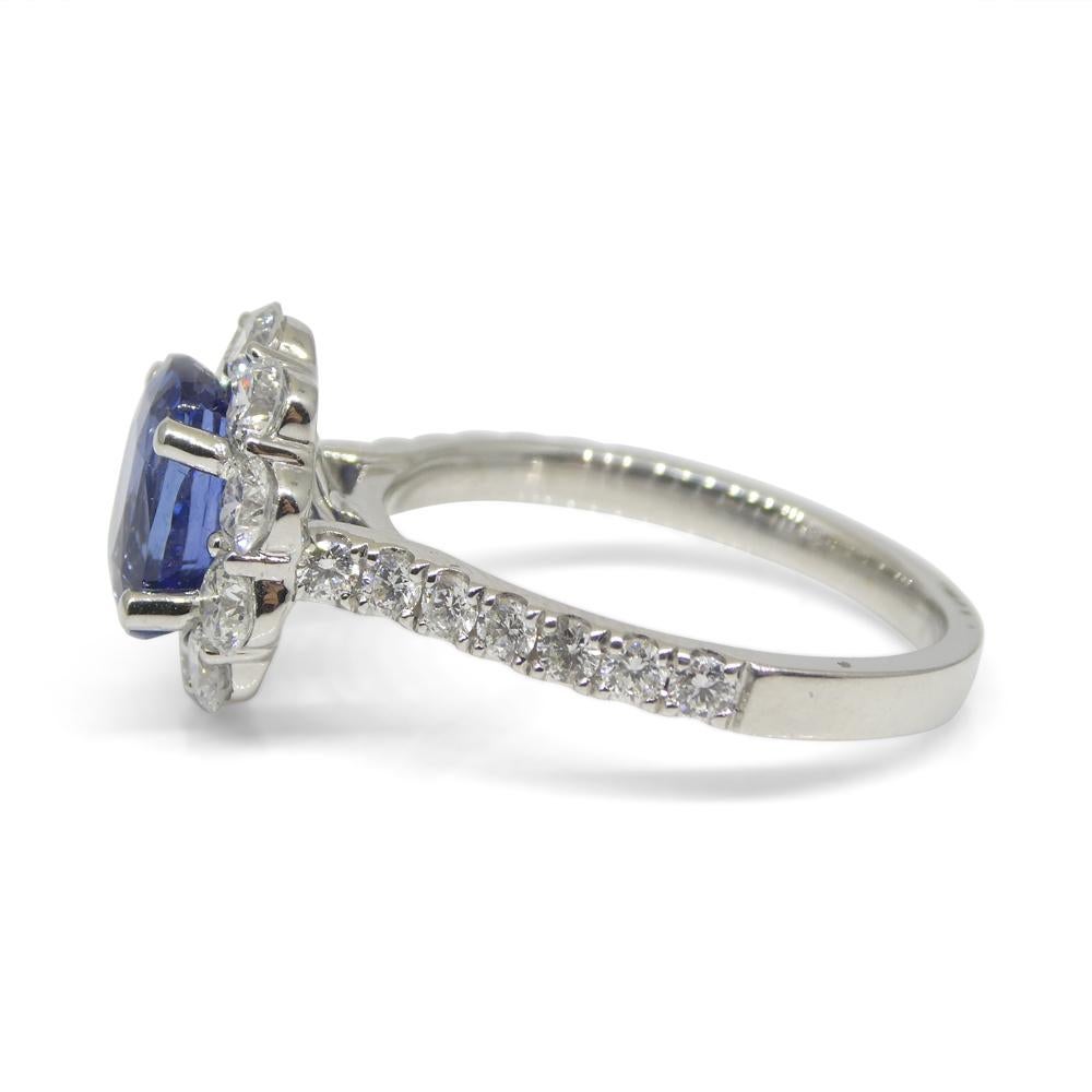2.49ct Blue Sapphire, Diamond Engagement/Statement Ring in 18K White Gold For Sale 6