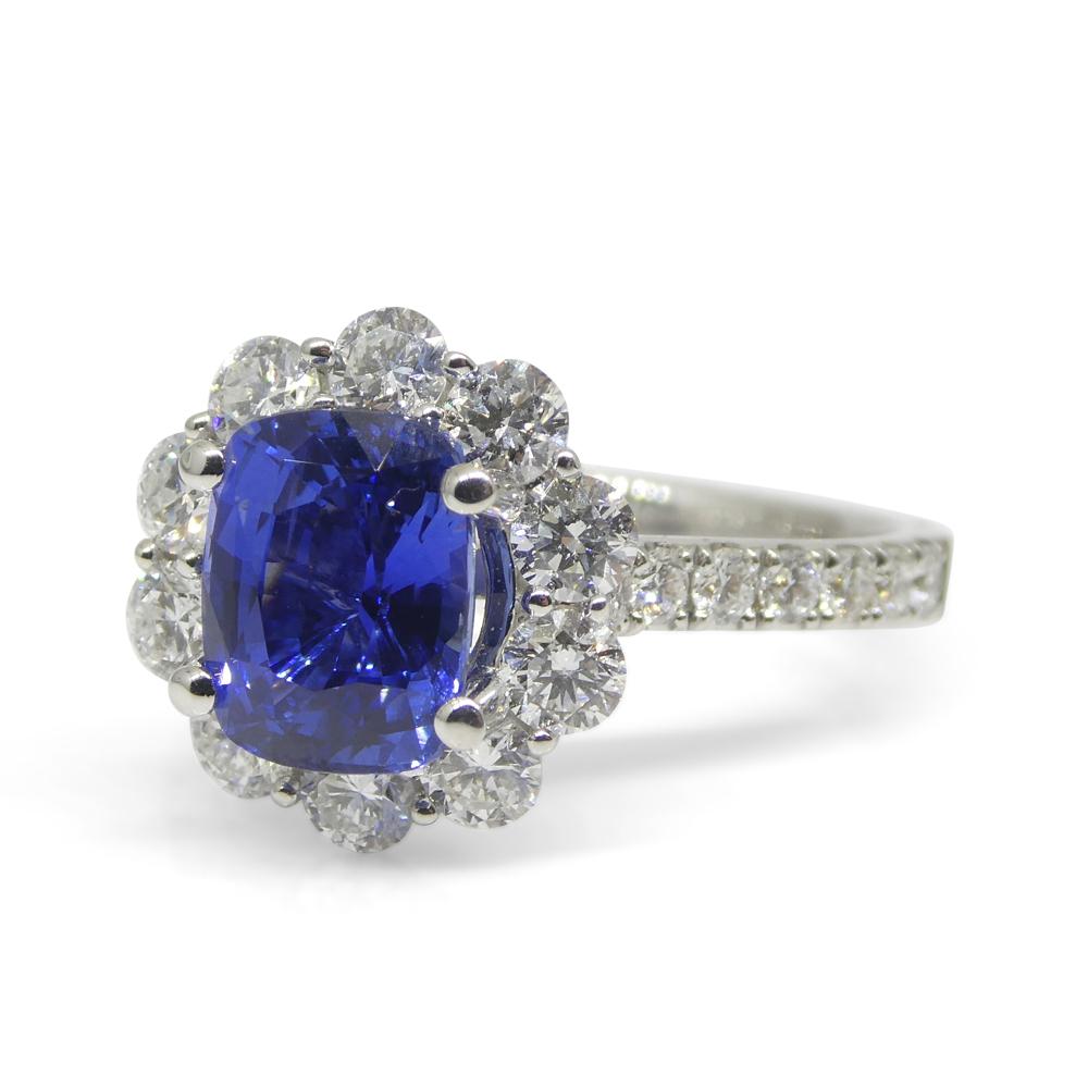 2.49ct Blue Sapphire, Diamond Engagement/Statement Ring in 18K White Gold For Sale 7