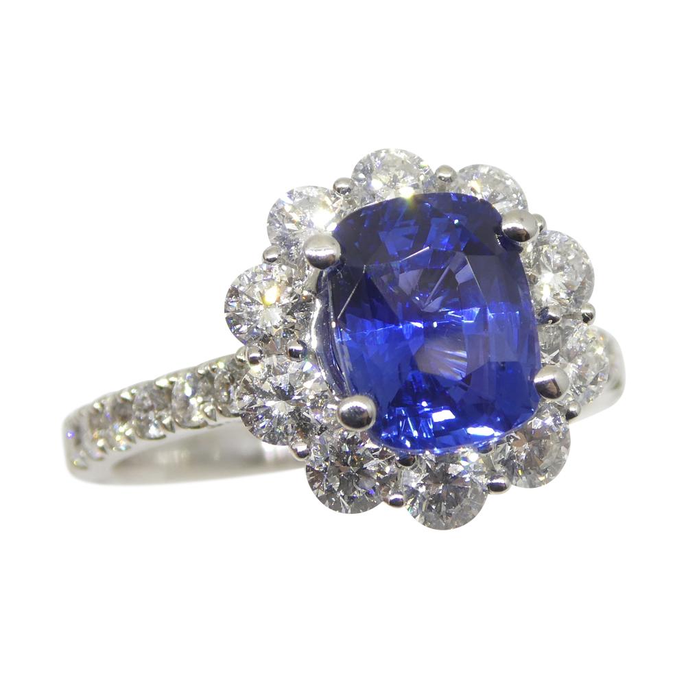 Bague de fiançailles/déclaration en or blanc 18 carats, saphir bleu de 2,49 carats et diamant Neuf - En vente à Toronto, Ontario