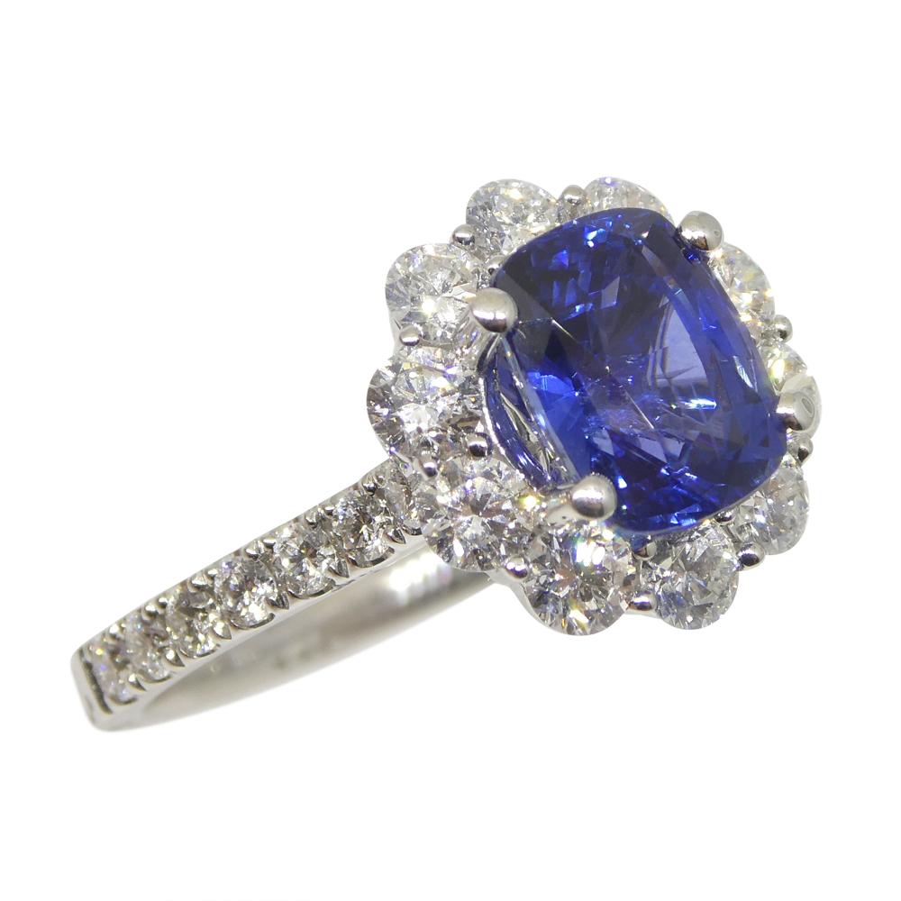 2.49ct Blue Sapphire, Diamond Engagement/Statement Ring in 18K White Gold For Sale 1