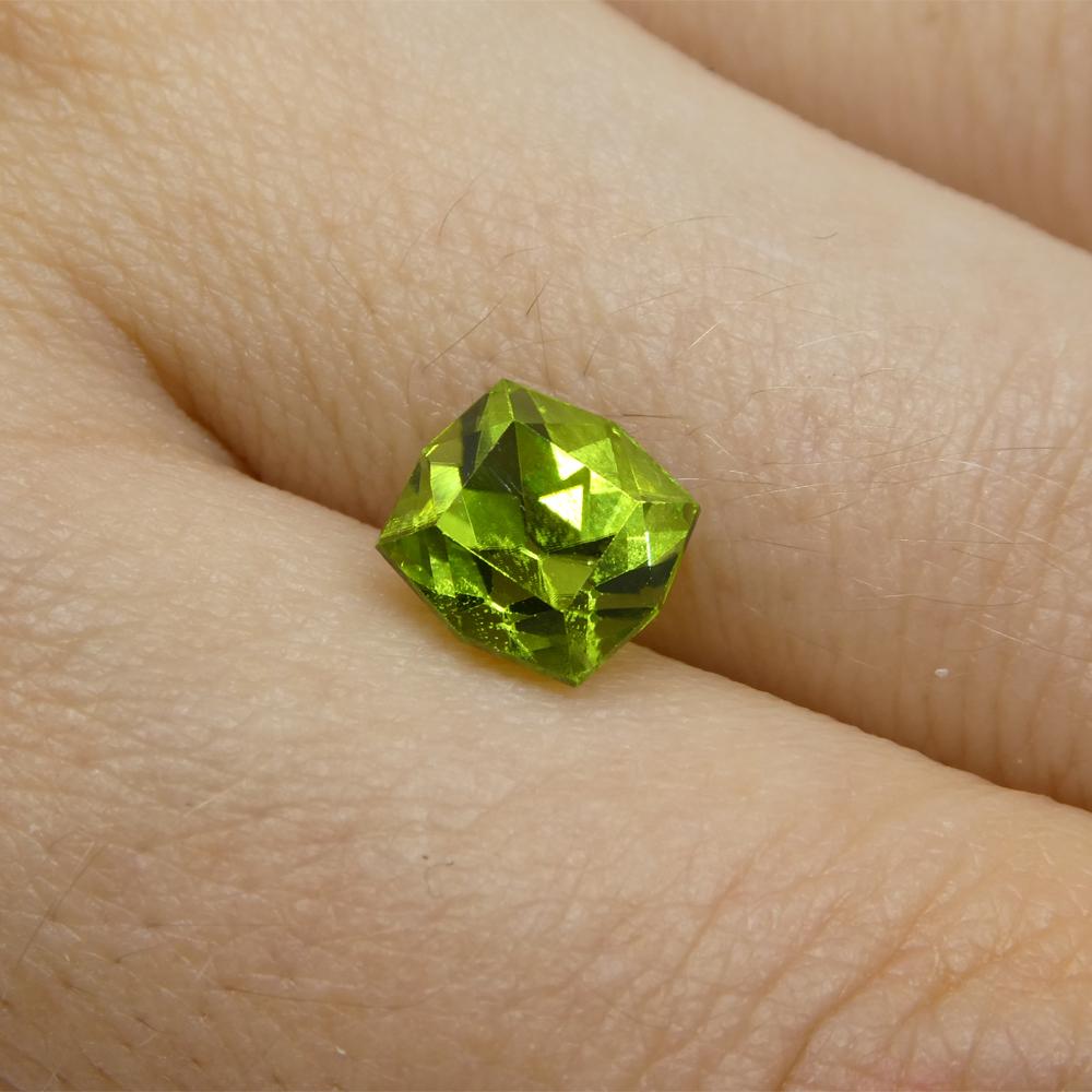 Cushion Cut 2.49ct Cushion Yellowish Green Peridot from Sapat Gali, Pakistan For Sale