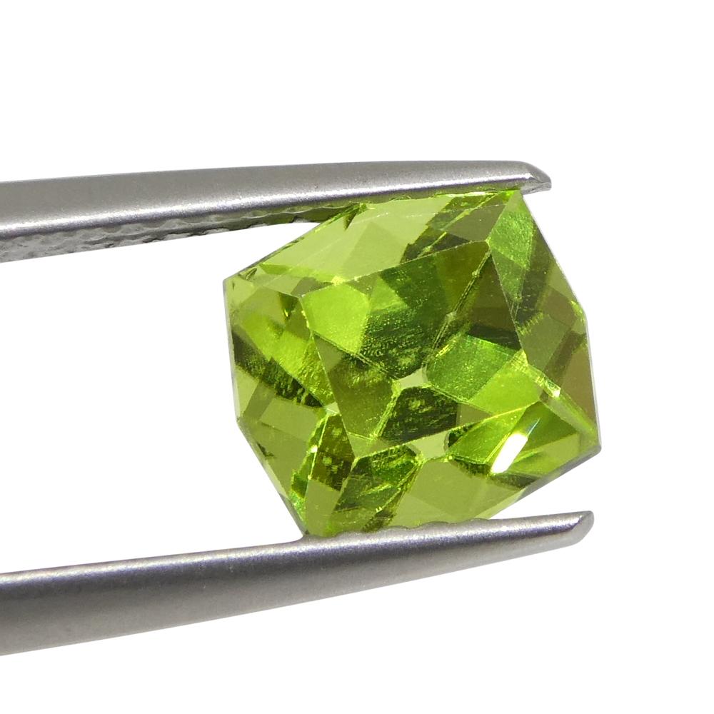 Women's or Men's 2.49ct Cushion Yellowish Green Peridot from Sapat Gali, Pakistan For Sale