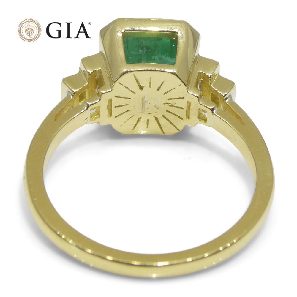 2.49ct Green Emerald, Diamond Ring set in 18k Yellow Gold, GIA Certified Zambian For Sale 6