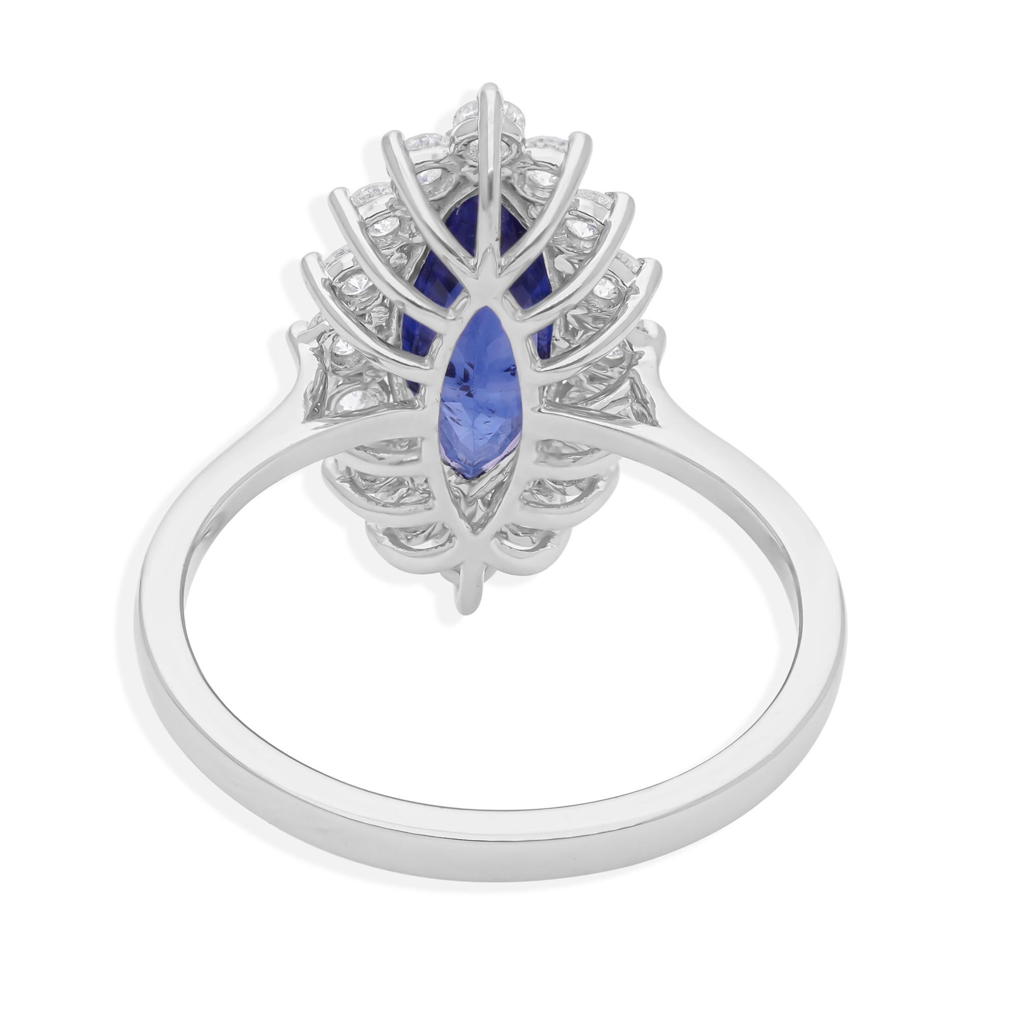 En vente :  2.49ct Marquise Blue Sapphire 0.56ct Diamond Halo Engagement Ring 18k White Gold 6