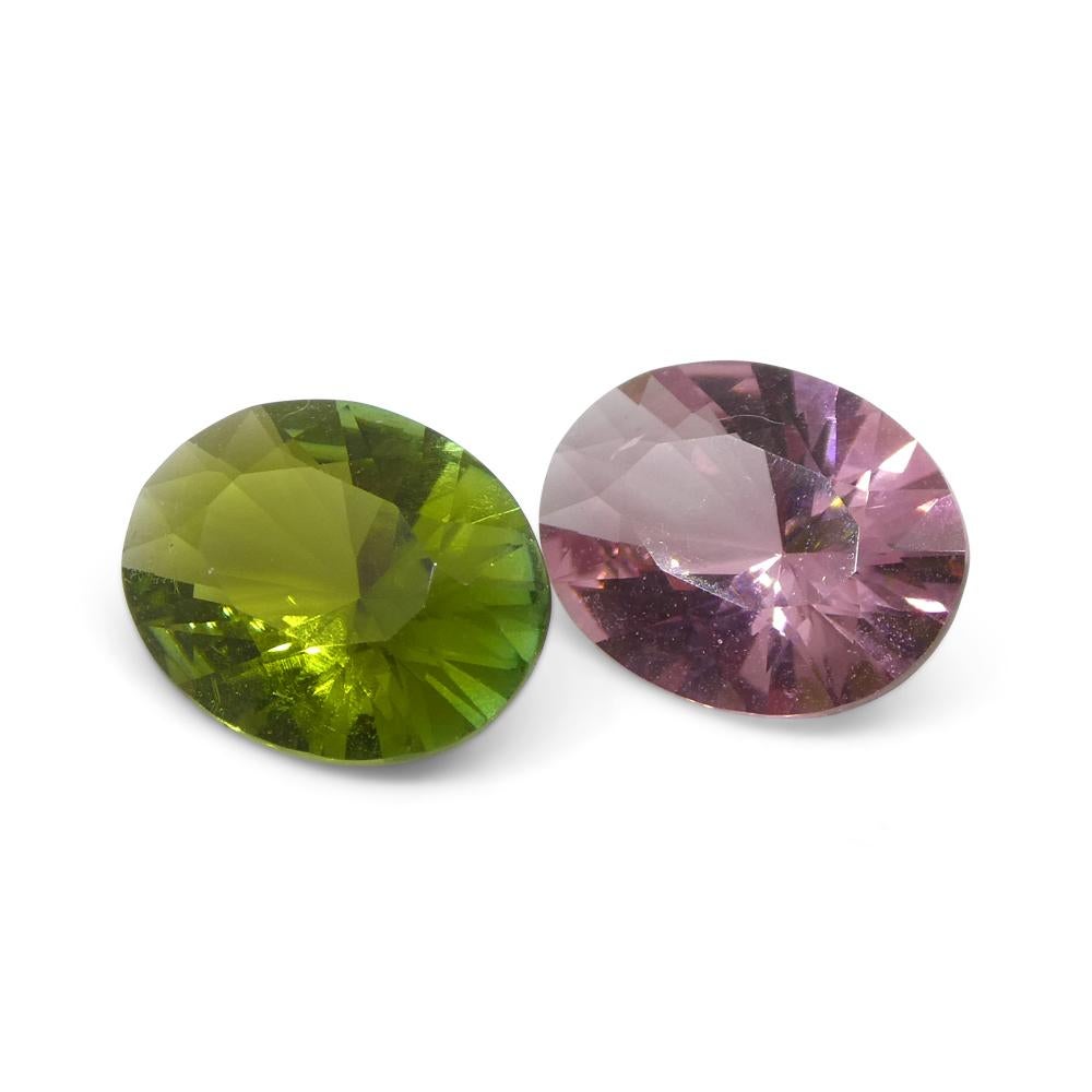 2.49ct Pair Oval Pink/Green Tourmaline from Brazil For Sale 5