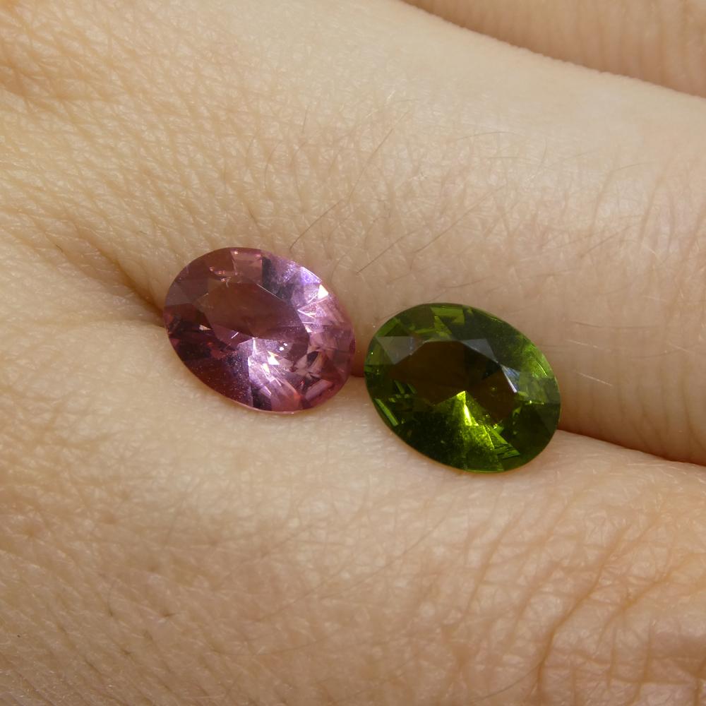 2.49ct Pair Oval Pink/Green Tourmaline from Brazil For Sale 6