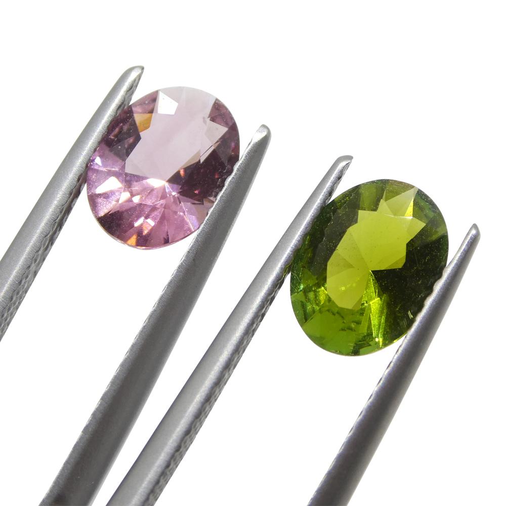 Coppia di tormaline ovali rosa/verdi 2,49ct in vendita 7
