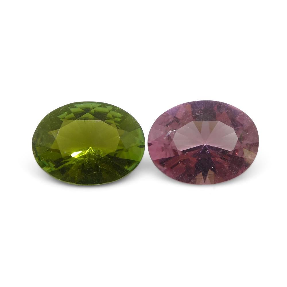 2.49ct Pair Oval Pink/Green Tourmaline from Brazil In New Condition For Sale In Toronto, Ontario
