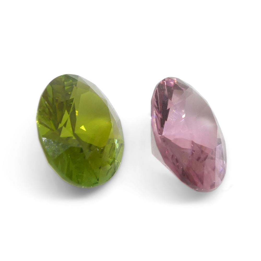 2.49ct Pair Oval Pink/Green Tourmaline from Brazil For Sale 1