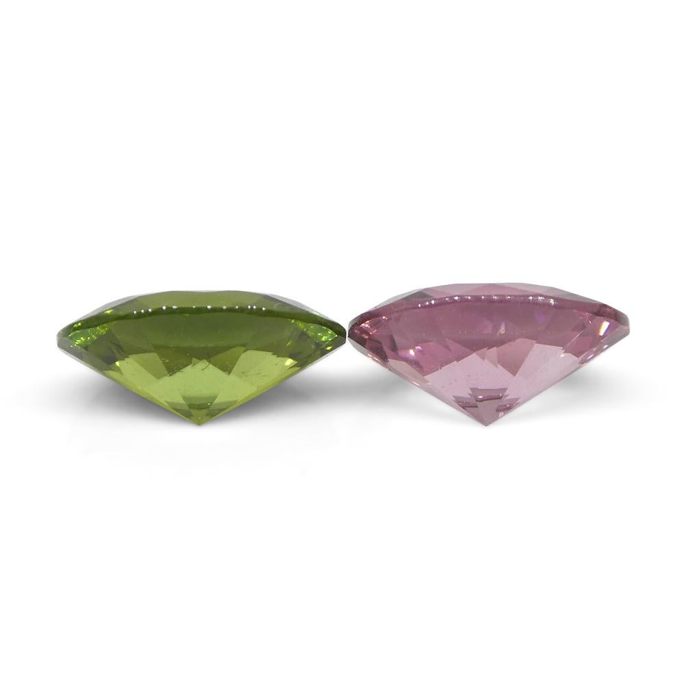 2.49ct Pair Oval Pink/Green Tourmaline from Brazil For Sale 2